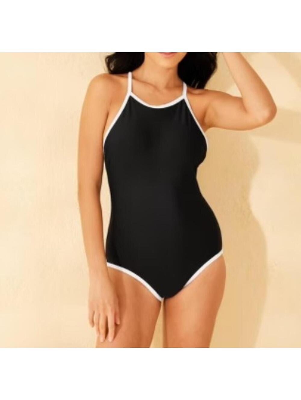Shade & Shore™ - Women's l 1-Piece Swimsuit  Black L (12/14): Crisscross Back